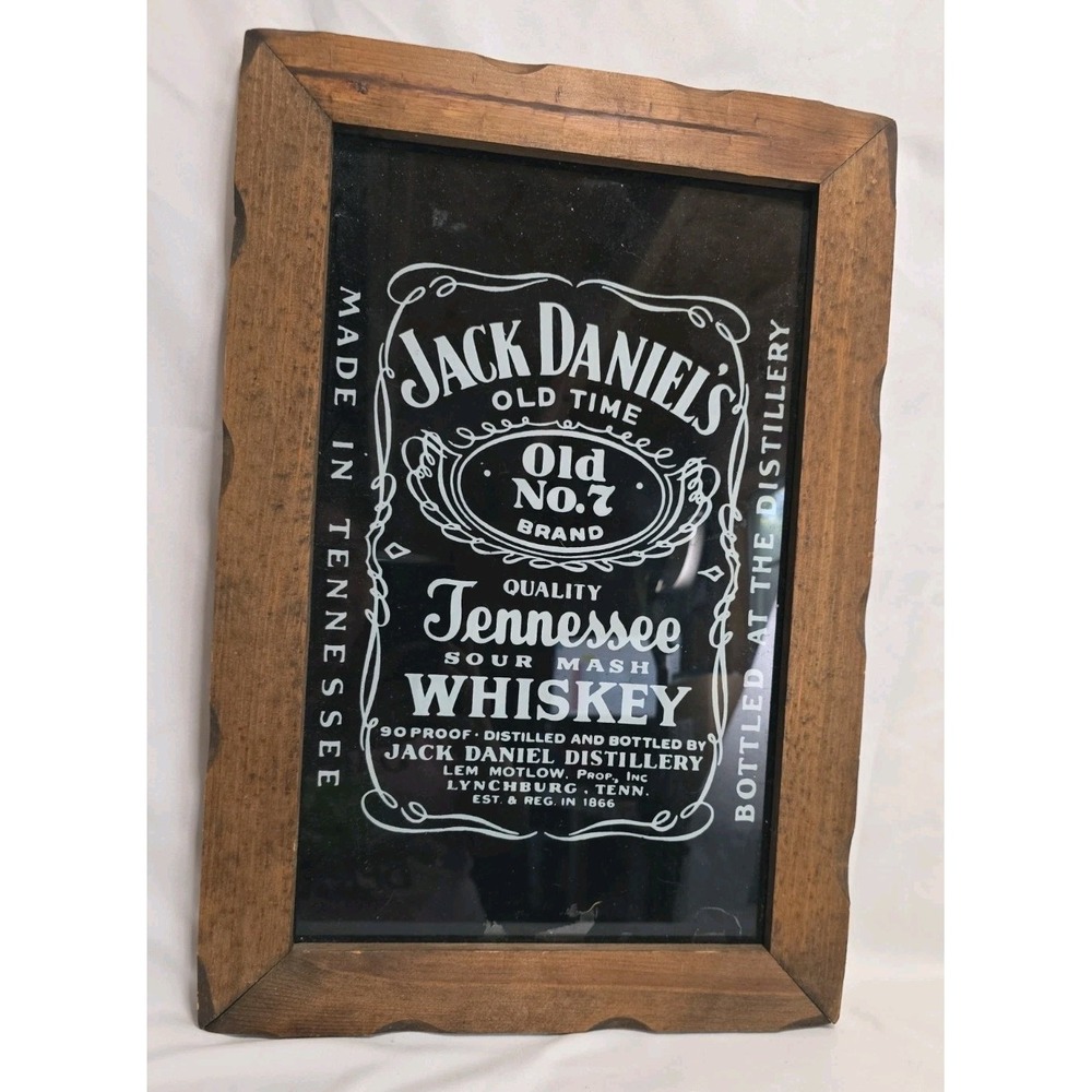 Vintage Jack Daniel's Old No. 7 Tennessee whiskey Advertising Mirror Framed
